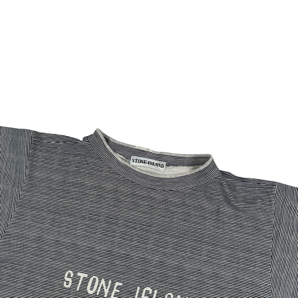Stone Island Stripped Spellout Vintage Cotton T Shirt - Medium