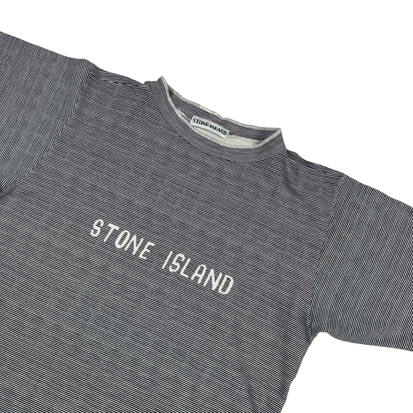 Stone Island Stripped Spellout Vintage Cotton T Shirt - Medium