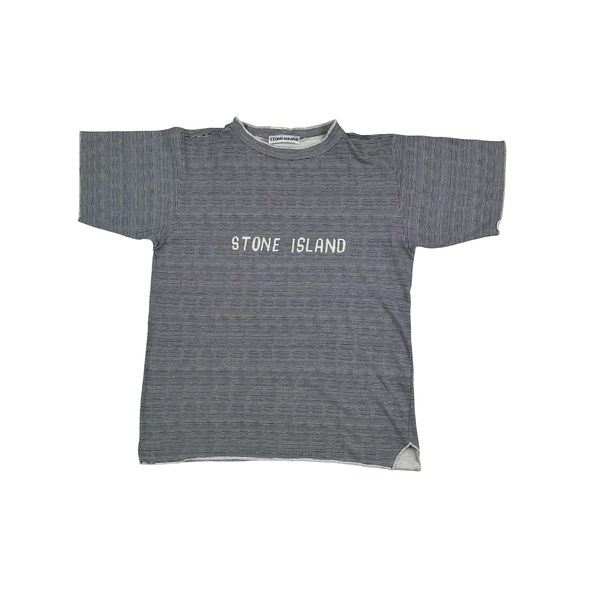 Stone Island Stripped Spellout Vintage Cotton T Shirt - Medium