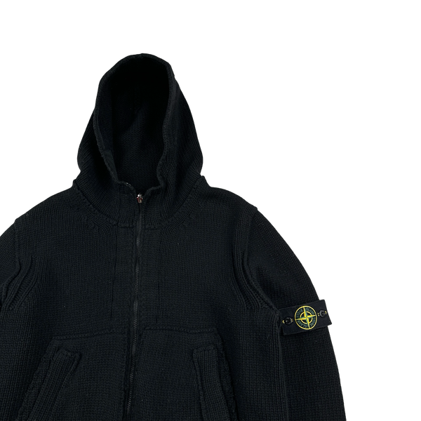 Stone Island 2008 Black Thick Wool Knit Nylon Liner 3 in 1 Jacket - XL