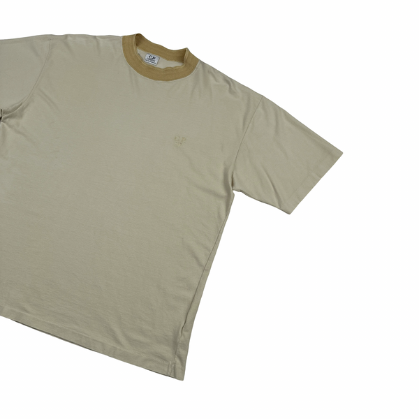 CP Company 1989 Beige Sand Collar Cotton T Shirt - Large