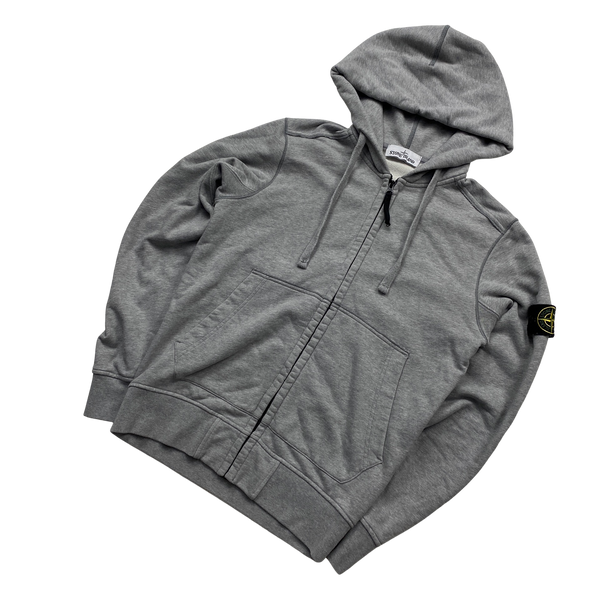 Stone Island 2019 Grey Cotton Zipped Hoodie - Small