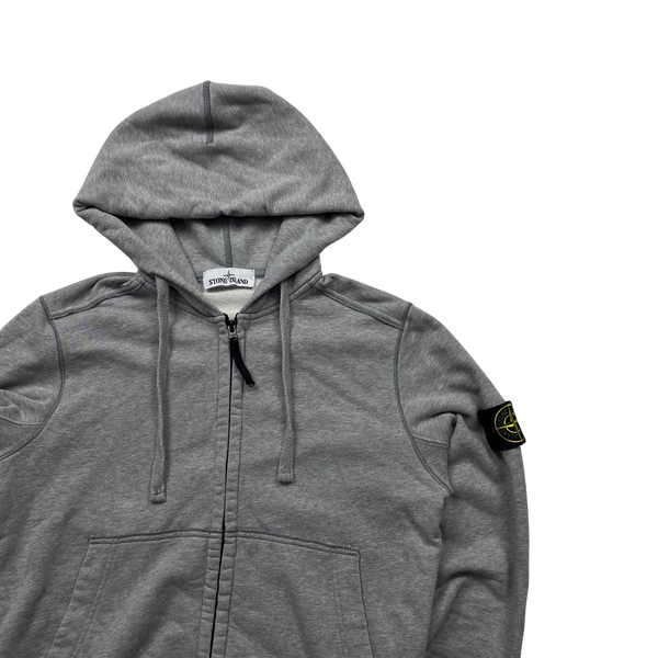 Stone Island 2019 Grey Cotton Zipped Hoodie - Small