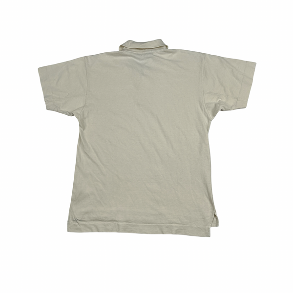 Stone Island 1987's Vintage Cream Cotton Spellout Vintage Polo Shirt - Small