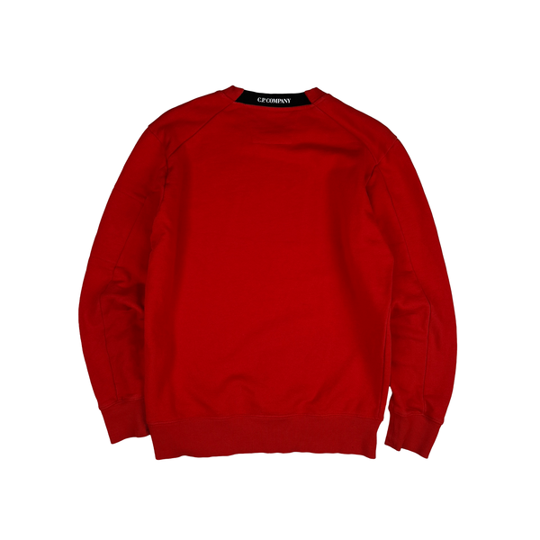 CP Company Bright Orange Cotton Lens Viewer Crewneck - Small