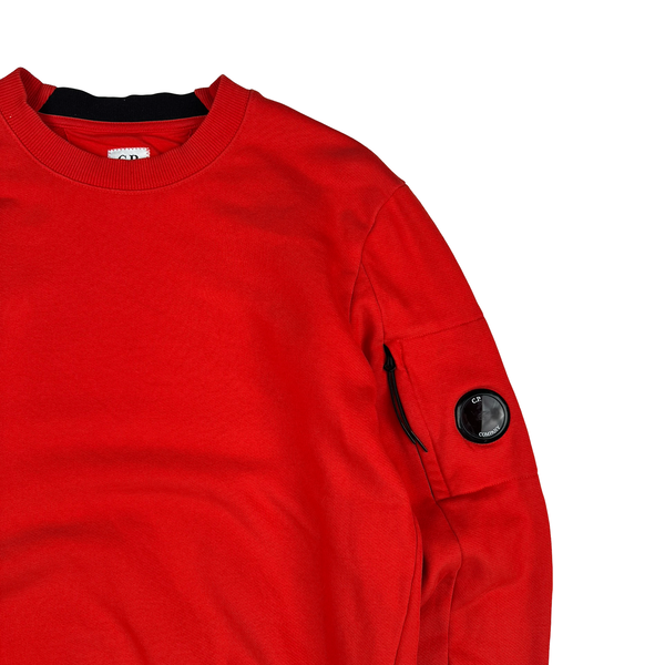 CP Company Bright Orange Cotton Lens Viewer Crewneck - Small