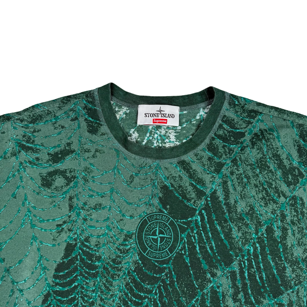 Stone Island x Supreme 2023 Green Spiderweb T Shirt - Large