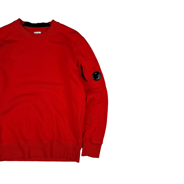 CP Company Bright Orange Cotton Lens Viewer Crewneck - Small