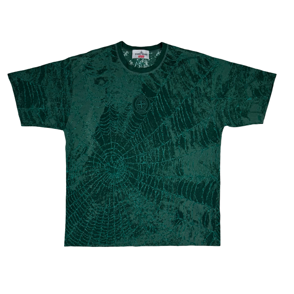 Stone Island x Supreme 2023 Green Spiderweb T Shirt - Large