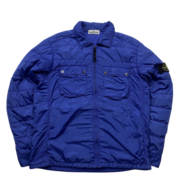 Stone Island Blue Micro Yarn Nylon Lined Overshirt Jacket - XL