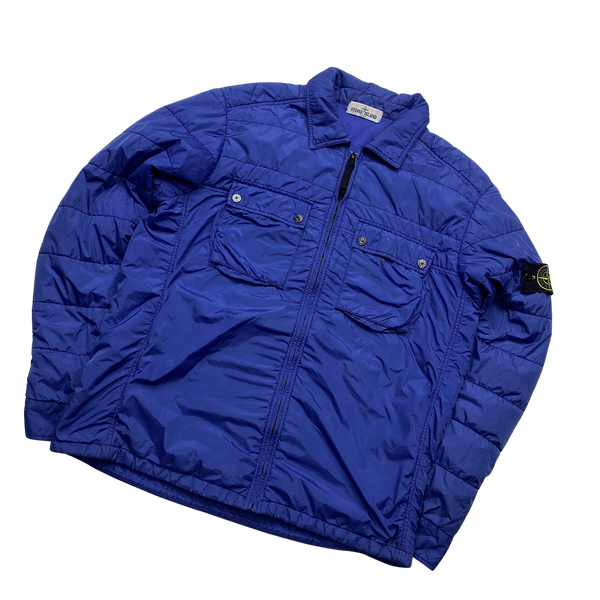 Stone Island Blue Micro Yarn Nylon Lined Overshirt Jacket - XL