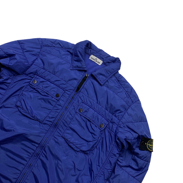 Stone Island Blue Micro Yarn Nylon Lined Overshirt Jacket - XL