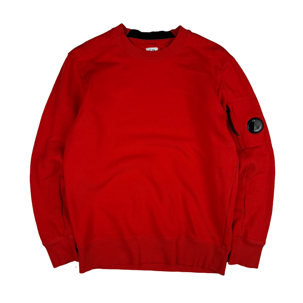 CP Company Bright Orange Cotton Lens Viewer Crewneck - Small