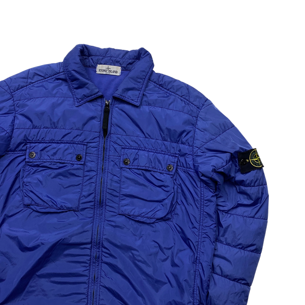 Stone Island Blue Micro Yarn Nylon Lined Overshirt Jacket - XL