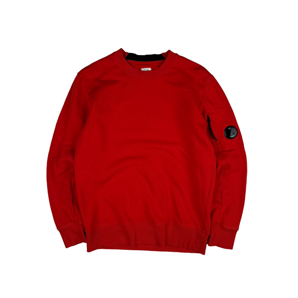 CP Company Bright Orange Cotton Lens Viewer Crewneck - Small
