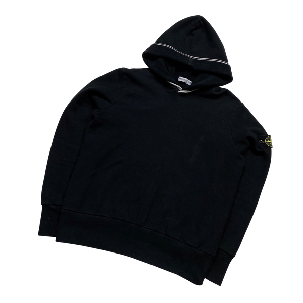 Stone Island 2010 Black Thick Cotton Pullover Hoodie - XL