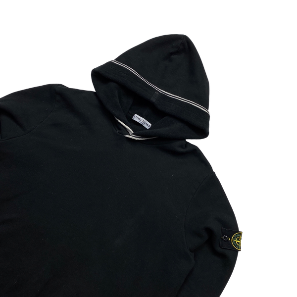 Stone Island 2010 Black Thick Cotton Pullover Hoodie - XL
