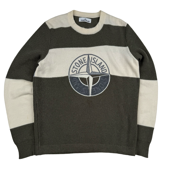 Stone Island 2018 Embroidered Knit Wool Jumper - Medium