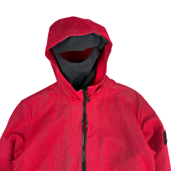 Stone Island 2022 Red Needle Punched Reflective Balaclava Jacket - Medium