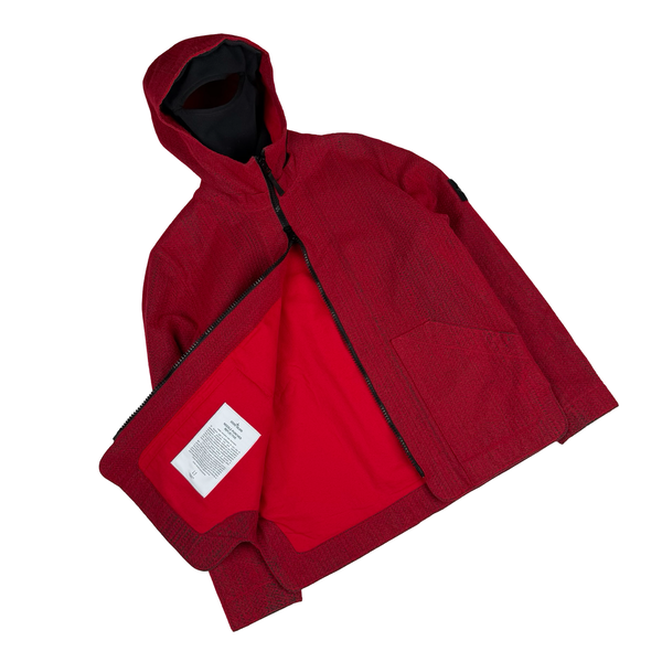 Stone Island 2022 Red Needle Punched Reflective Balaclava Jacket - Medium