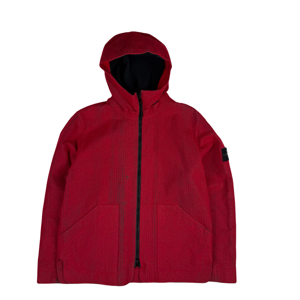 Stone Island 2022 Red Needle Punched Reflective Balaclava Jacket - Medium