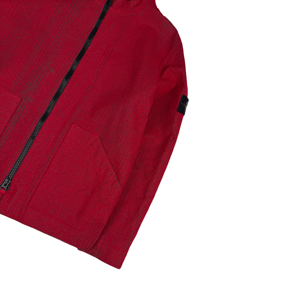 Stone Island 2022 Red Needle Punched Reflective Balaclava Jacket - Medium