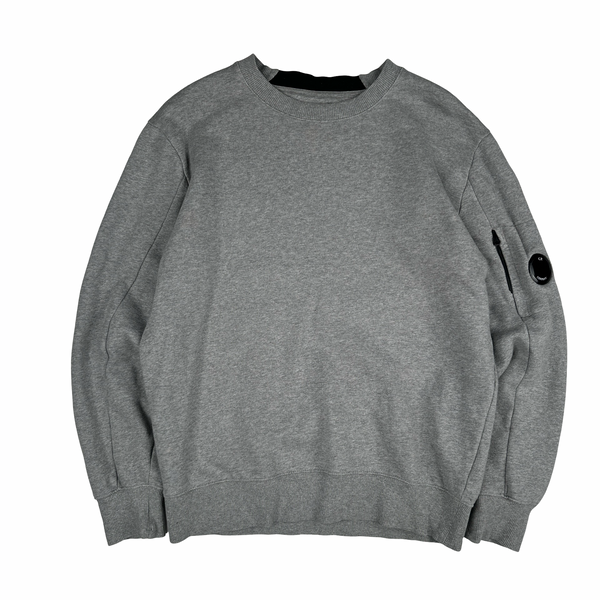 CP Company Grey Cotton Lens Viewer Crewneck - Medium