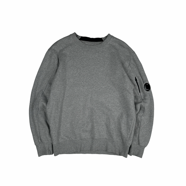 CP Company Grey Cotton Lens Viewer Crewneck - Medium