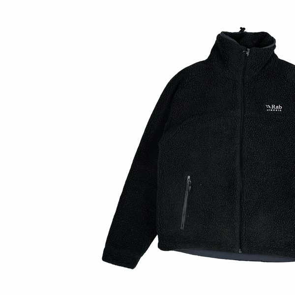 RAB Classic Black Zipped Fleece Hoodie - Medium
