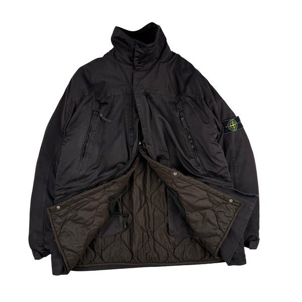 Stone Island 1998 Black Vintage Dutch Rope Lined Zip Jacket - XL