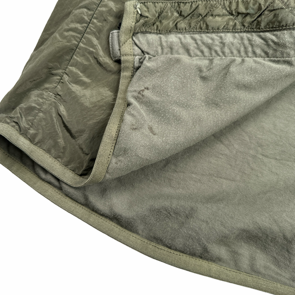 Stone Island Olive Green Shimmer Nylon Metal Cotton Lined Overshirt - Medium