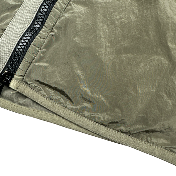 Stone Island Olive Green Shimmer Nylon Metal Cotton Lined Overshirt - Medium