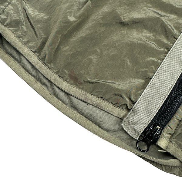 Stone Island Olive Green Shimmer Nylon Metal Cotton Lined Overshirt - Medium
