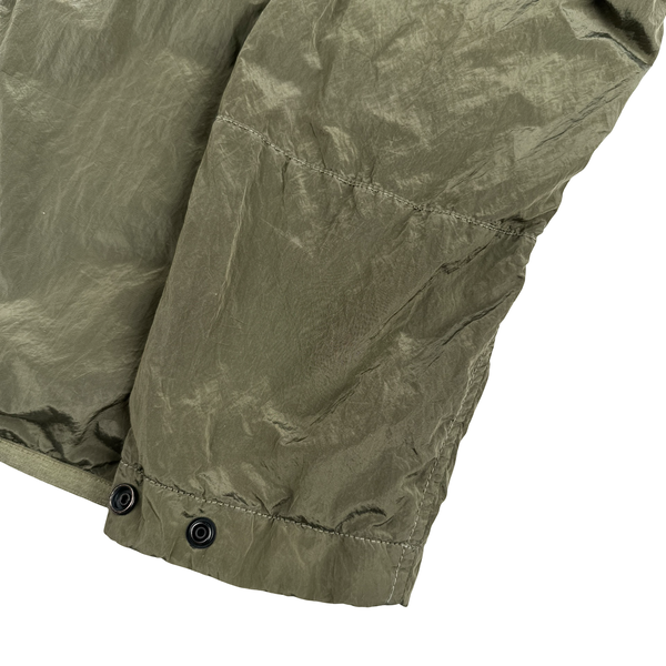 Stone Island Olive Green Shimmer Nylon Metal Cotton Lined Overshirt - Medium