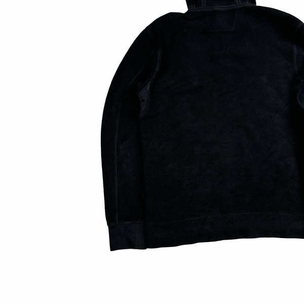 CP Company Black Teddy Fleece Goggle Hoodie Jumper - Medium