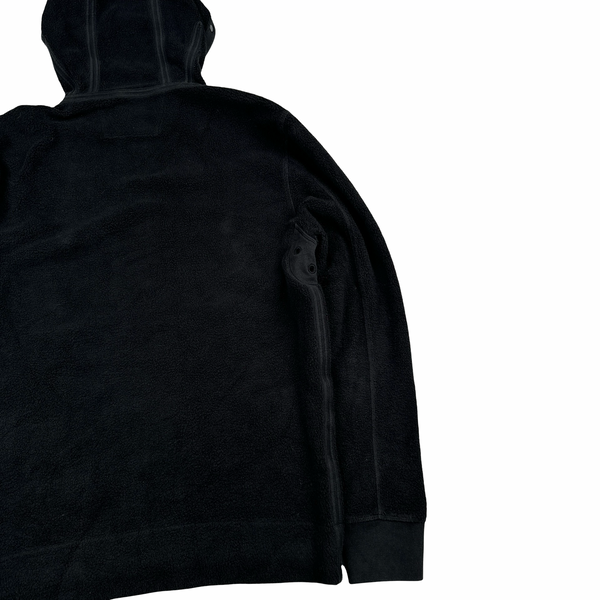 CP Company Black Teddy Fleece Goggle Hoodie Jumper - Medium