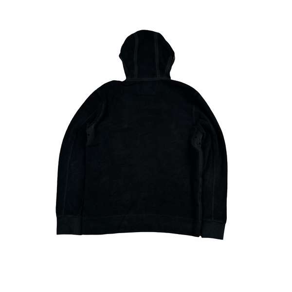 CP Company Black Teddy Fleece Goggle Hoodie Jumper - Medium