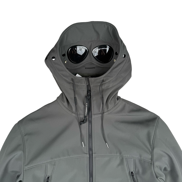 CP Company Grey Fleece Lined Soft Shell Lens Jacket - Medium (48)