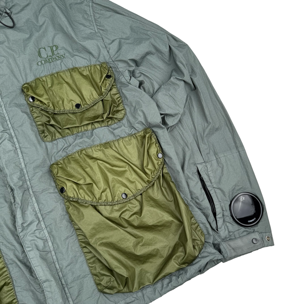 CP Company Grey/Green Taylon L La Mile Goggle Jacket - Large