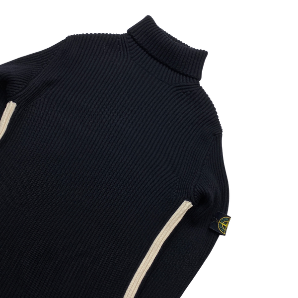 Stone Island 2003 Roll Neck Ribbed Wool Jumper - XXL
