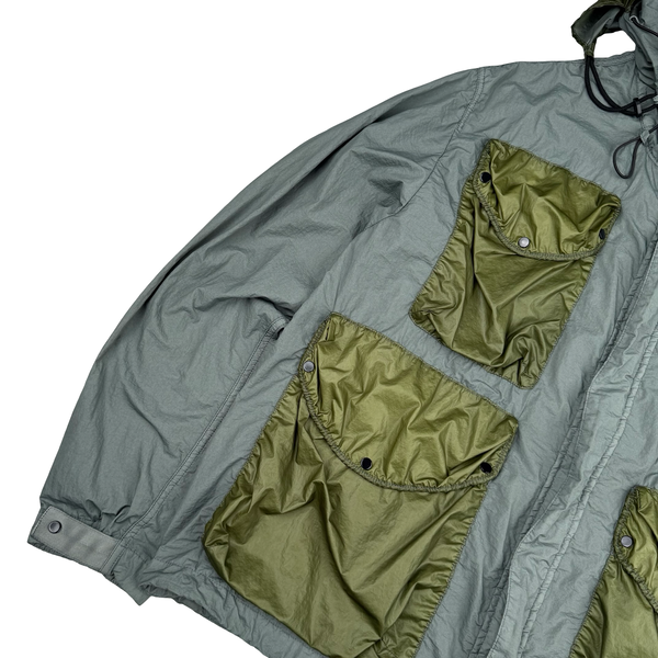CP Company Grey/Green Taylon L La Mile Goggle Jacket - Large