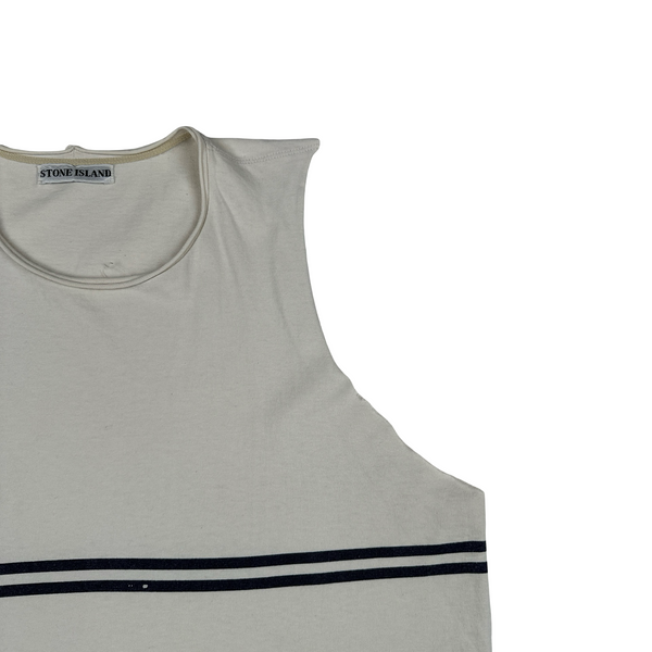 Stone Island 90's Marina Stripped Cream Vintage Cotton Vest - Large
