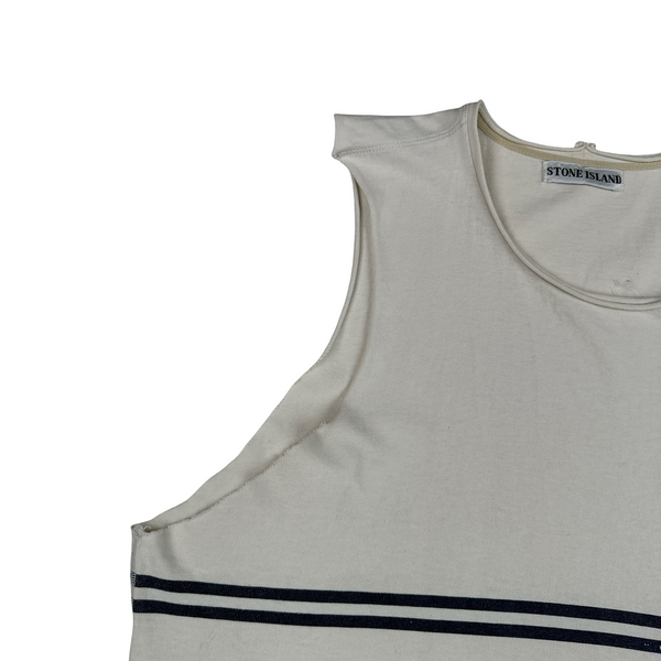 Stone Island 90's Marina Stripped Cream Vintage Cotton Vest - Large