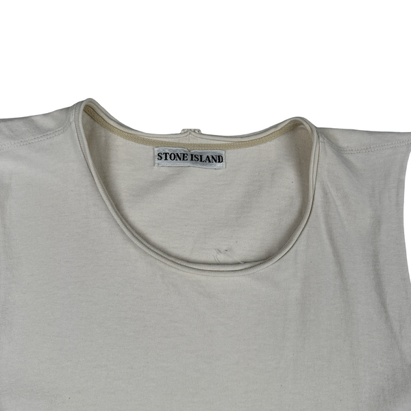 Stone Island 90's Marina Stripped Cream Vintage Cotton Vest - Large