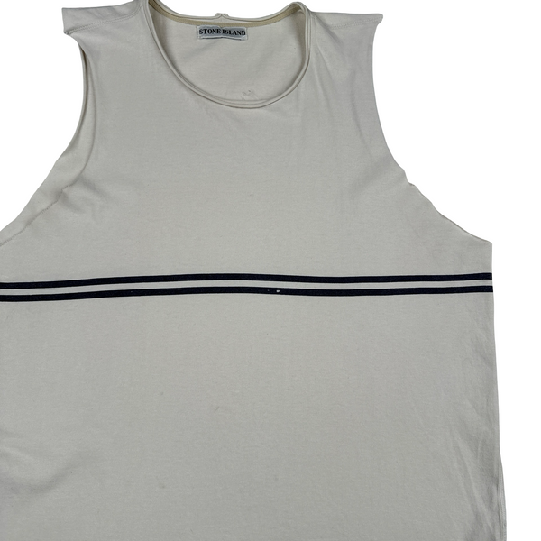 Stone Island 90's Marina Stripped Cream Vintage Cotton Vest - Large