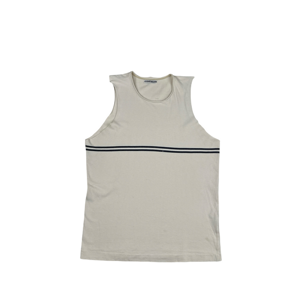 Stone Island 90's Marina Stripped Cream Vintage Cotton Vest - Large