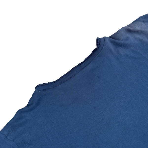 Stone Island Navy Spellout Vintage Cotton T Shirt - Large