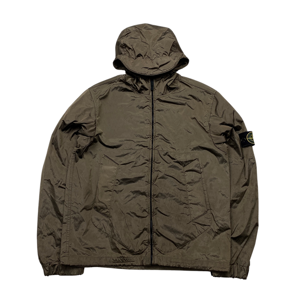 Stone Island 2005 Olive Velvet Lined Shimmer Jacket - Medium