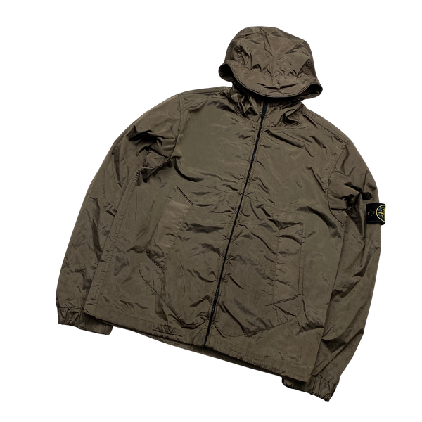Stone Island 2005 Olive Velvet Lined Shimmer Jacket - Medium