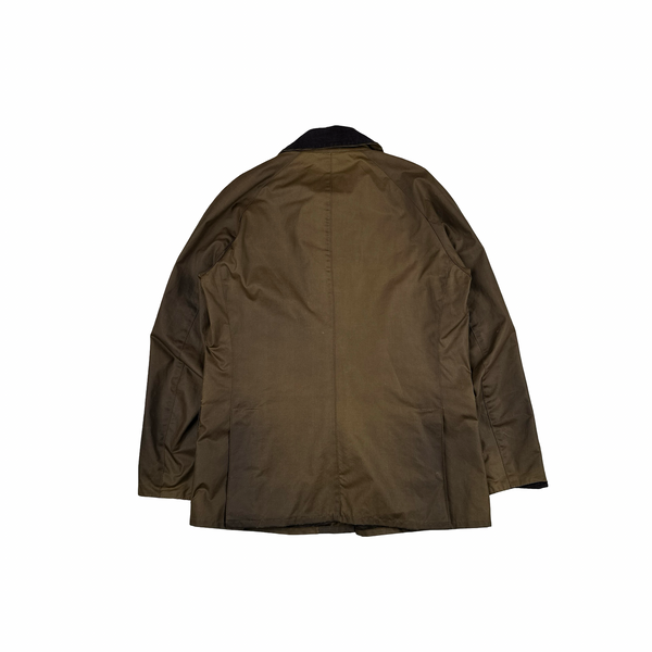Barbour Brown Waxed Cotton Flannel Lined Field Jacket - Medium